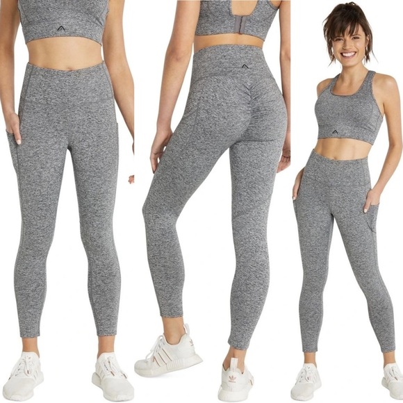 Rockwear Pants - RockWear ➰ grey ankle grazer high waisted 7/8 length scrunch bum tights XS